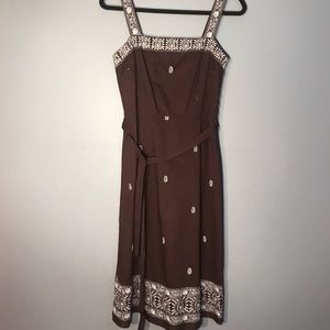 Ann Taylor Loft Brown Embroidered Dress